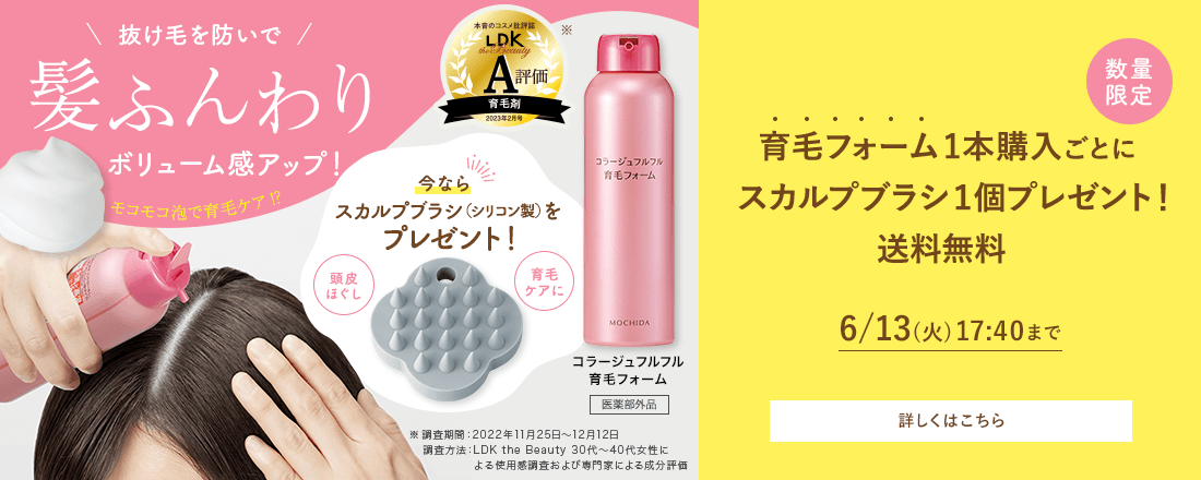 [数量限定]育毛フォーム1本購入ごとにスカルプブラシ1個プレゼント！送料無料 6/13(火)17:40まで 詳しくはこちら
