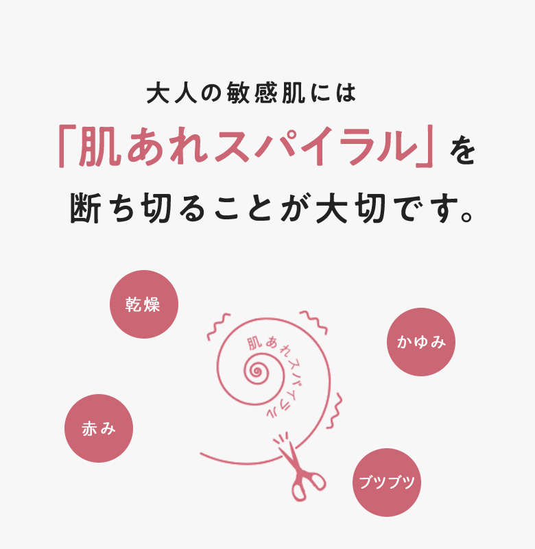 大人の敏感肌には「肌あれスパイラル」を断ち切ることが大切です。