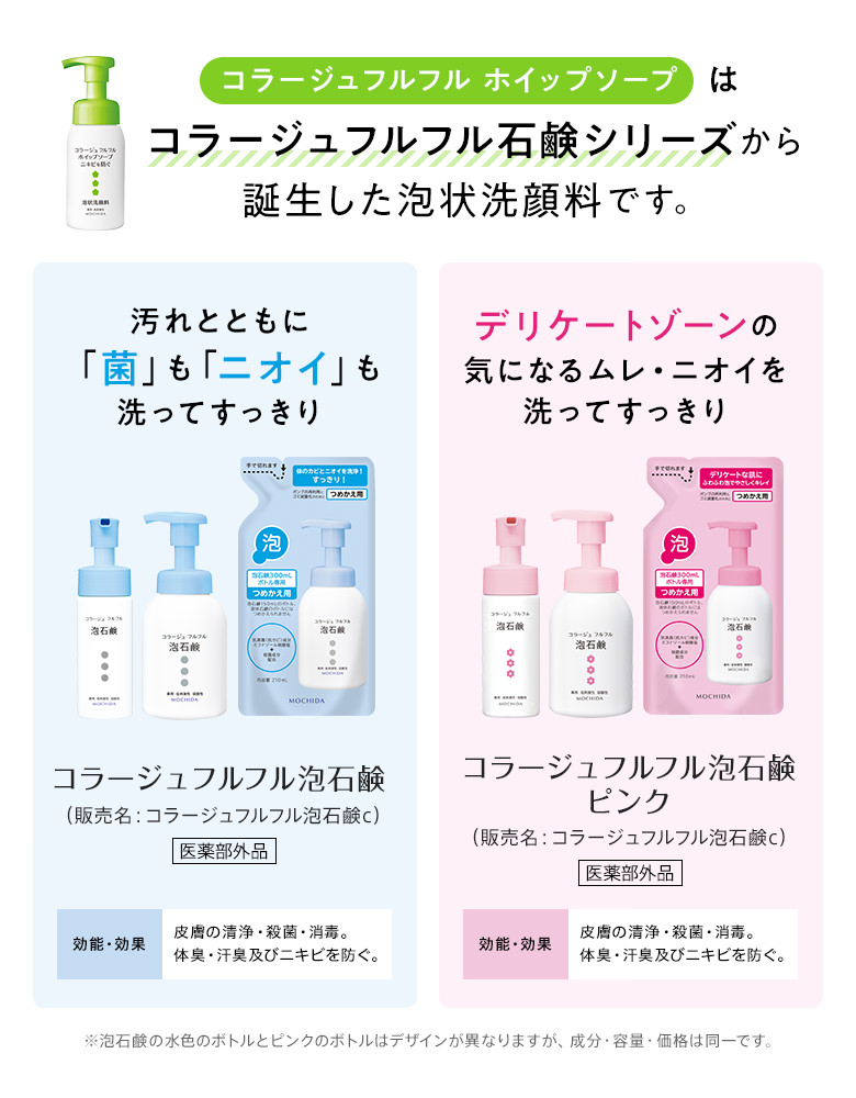 コラージュフルフル ホイップソープはコラージュフルフル石鹸シリーズから誕生した泡状洗顔料です。