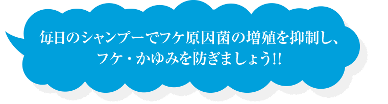 毎日のシャンプーでフケ原因菌の増殖を抑制し、フケ・かゆみを防ぎましょう！！