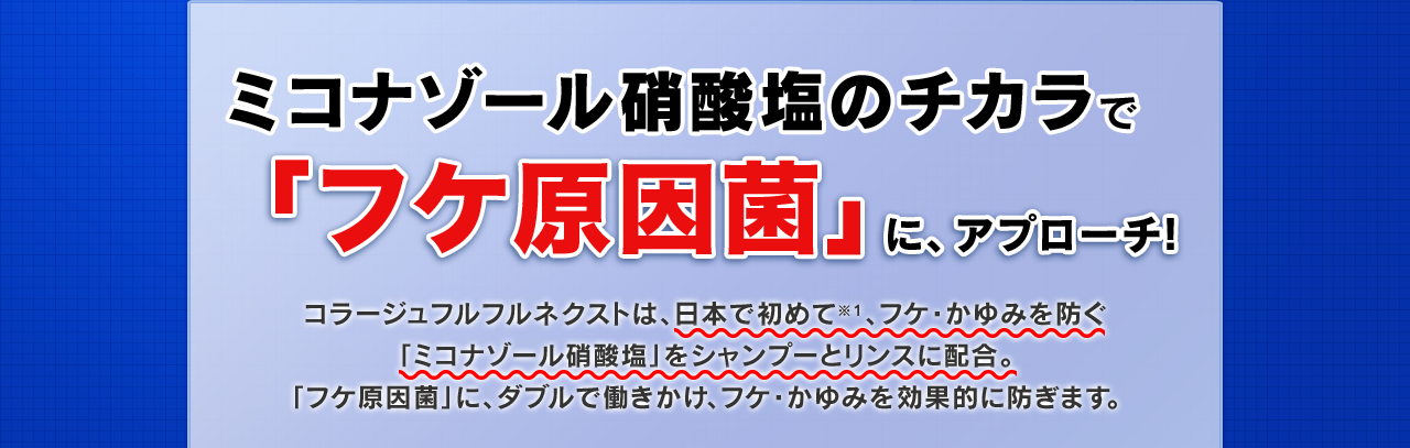 ミコナゾール硝酸塩のチカラで「フケ原因菌」に、アプローチ!