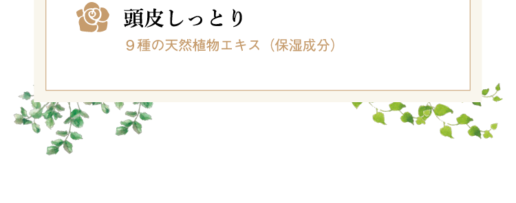 頭皮しっとり　９種の天然植物エキス（保湿成分）