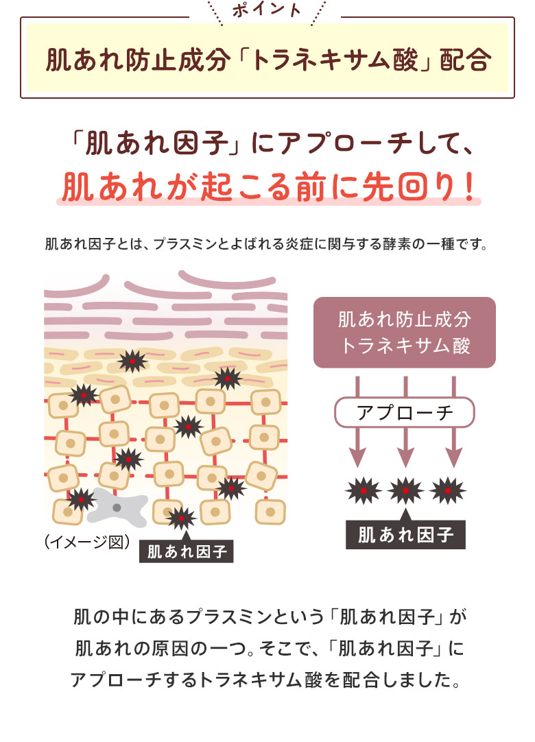 ポイント：肌あれ防止成分「トラネキサム酸」配合