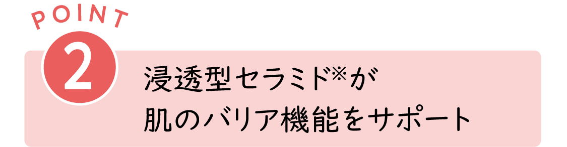 POINT2：浸透型セラミドが肌のバリア機能をサポート