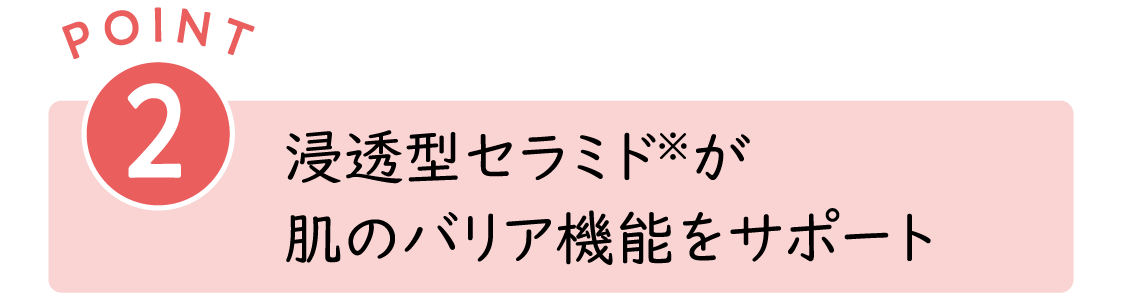 POINT2：浸透型セラミドが肌のバリア機能をサポート