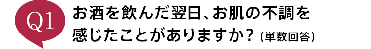 お酒を飲んだ翌日、お肌の不調を感じたことがありますか？（単数回答）