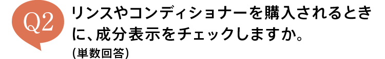 リンスやコンディショナーを購入されるときに、成分表示をチェックしますか。（単数回答）